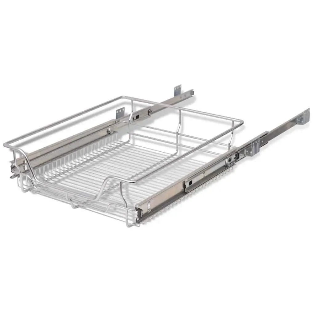 Pull-Out Wire Baskets Silver 50 cm Fully Extendable Runners