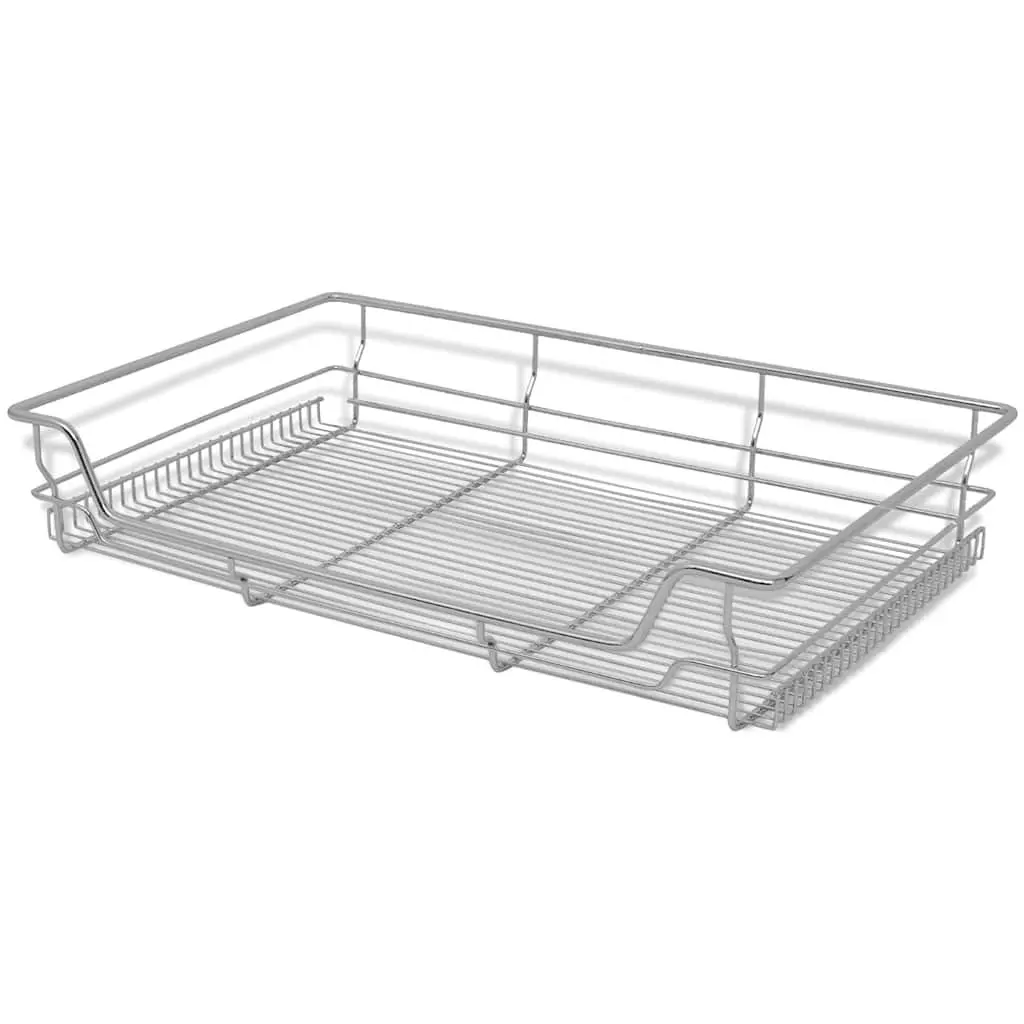 Pull-Out Wire Kitchen Baskets Silver 800 mm Fully Extendable Runners