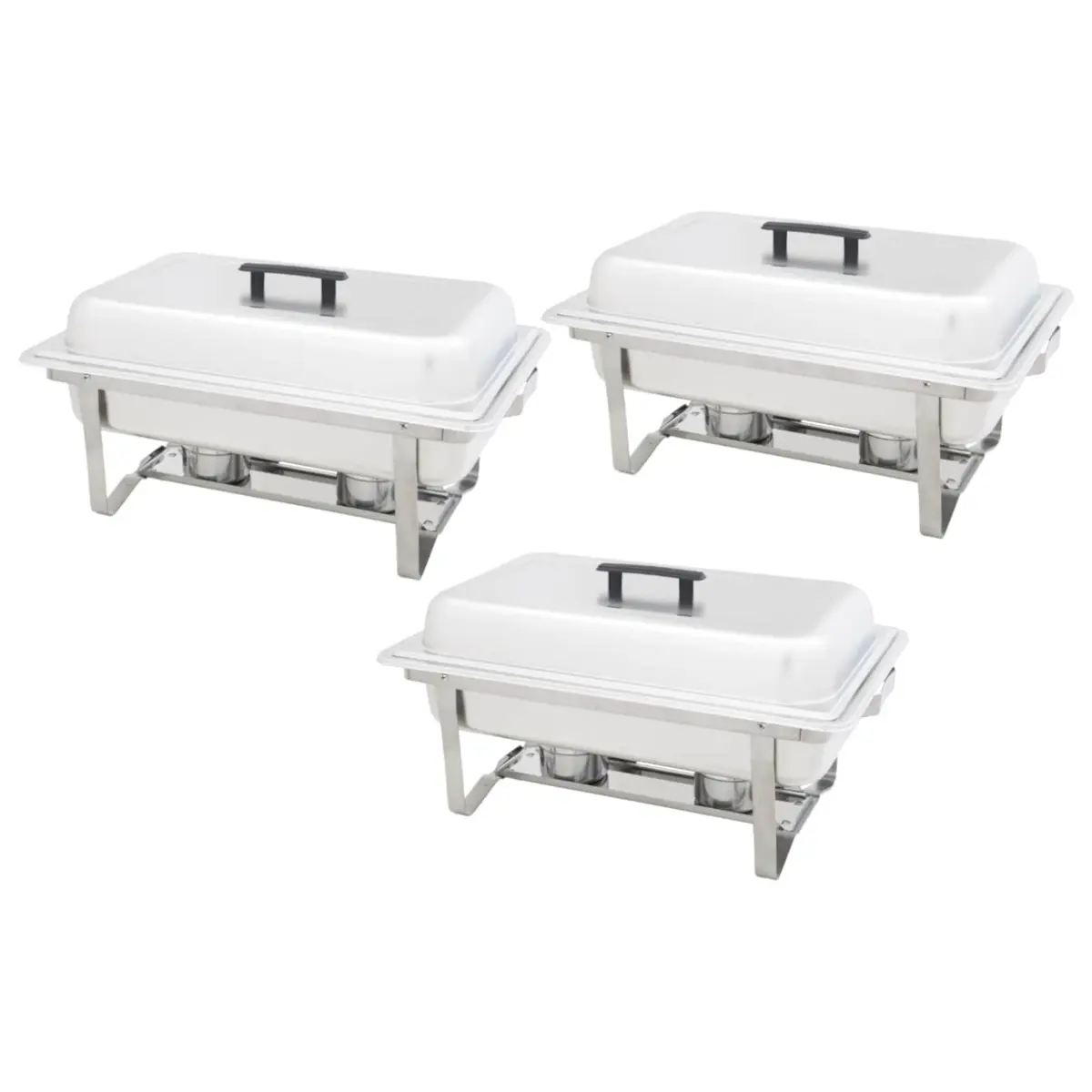 Chafing Dish Set Silver 3 Piece Stainless Steel Food Warmer Gastronorm Catering