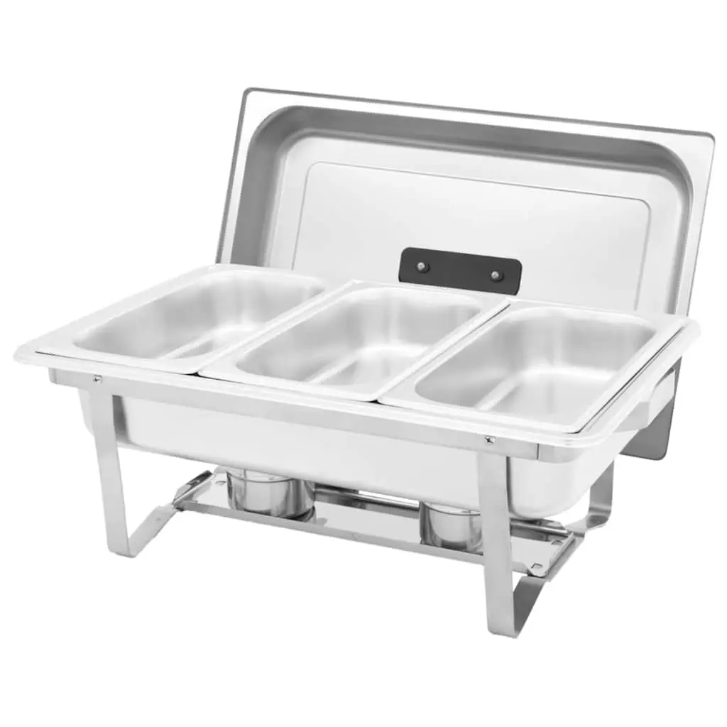 Chafing Dish Set Silver 3 Piece Stainless Steel Food Warmer Gastronorm Catering