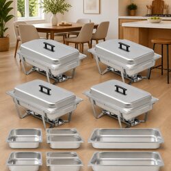 4-Piece Chafing Dish Set with Heat-Insulated Handles