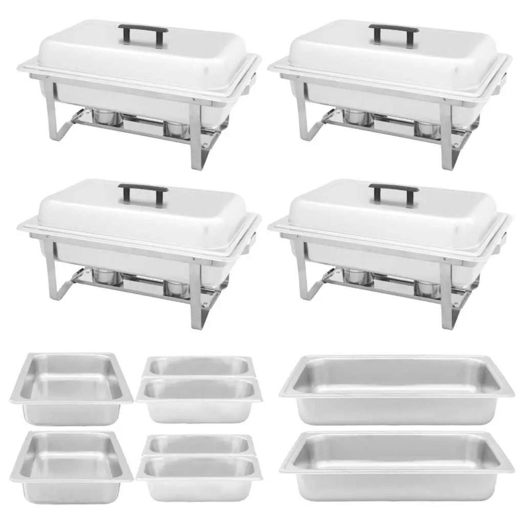 Chafing Dish Set 4 Piece Stainless Steel Food Warmer Catering Restaurant Party