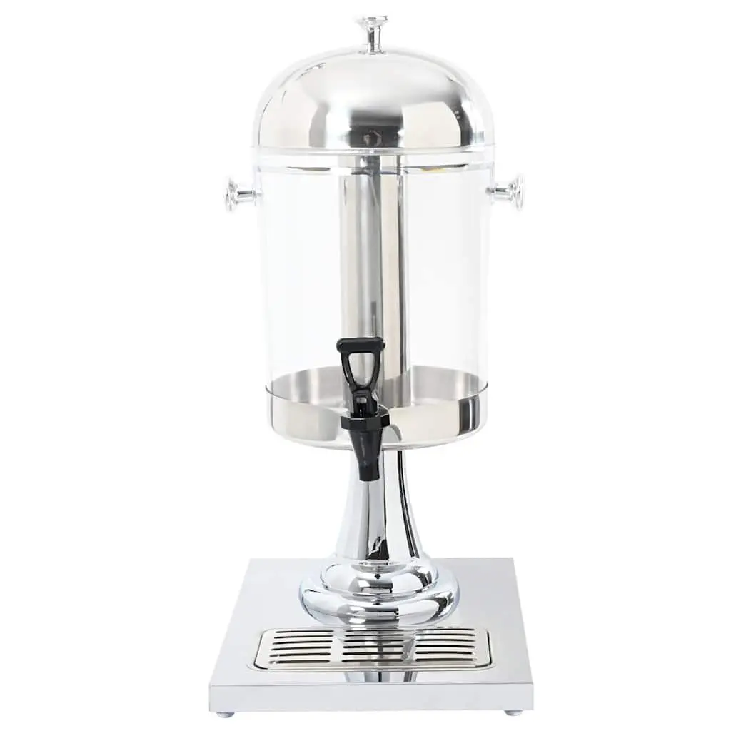 Juice Dispenser Silver 8L Central Cooling Cylinder with Tap for Chilled Beverages