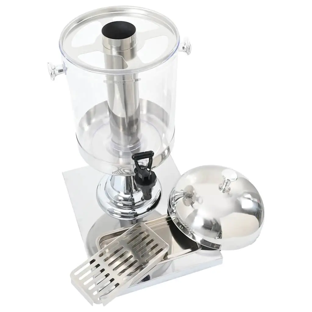 Juice Dispenser Silver 8L Central Cooling Cylinder with Tap for Chilled Beverages
