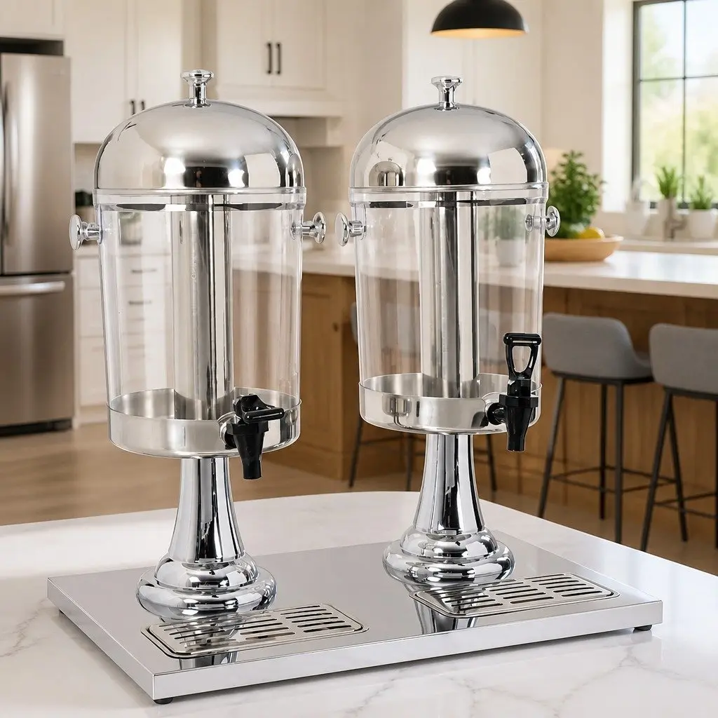 Double Beverage Dispenser 2 x 8L Juice Server Stainless Steel Taps Event