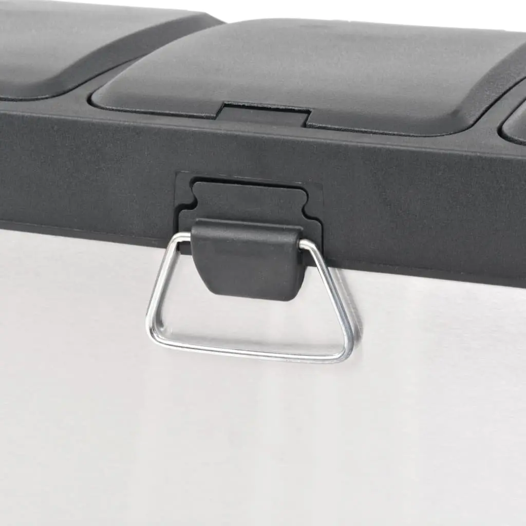 Recycling Pedal Bin Silver 24L Stainless Steel 3 Removable Inner Buckets Waste Sorting