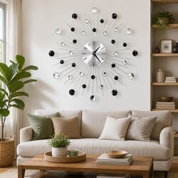 50cm Silver Wall Clock with Quartz Movement
