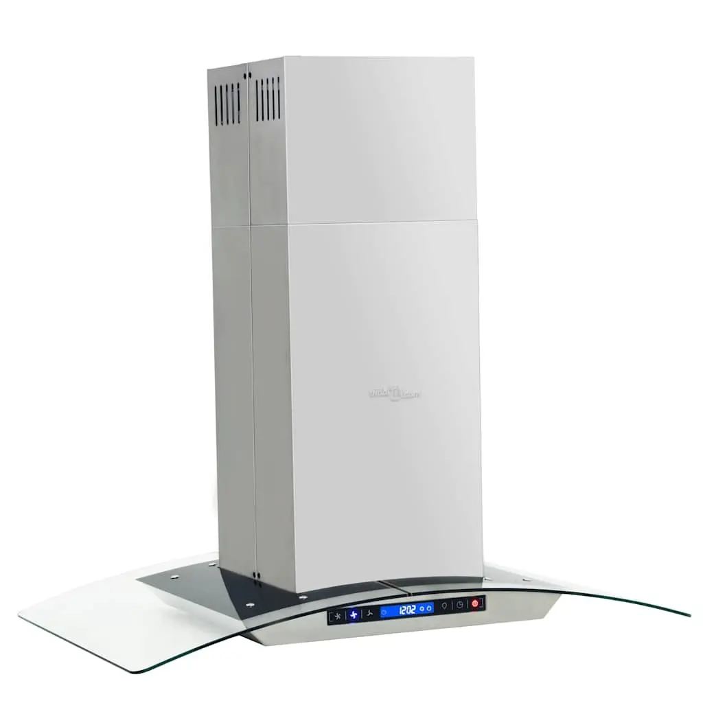 Island Range Hood Silver 90cm LCD Touch Sensor 756m³/h Kitchen Extractor