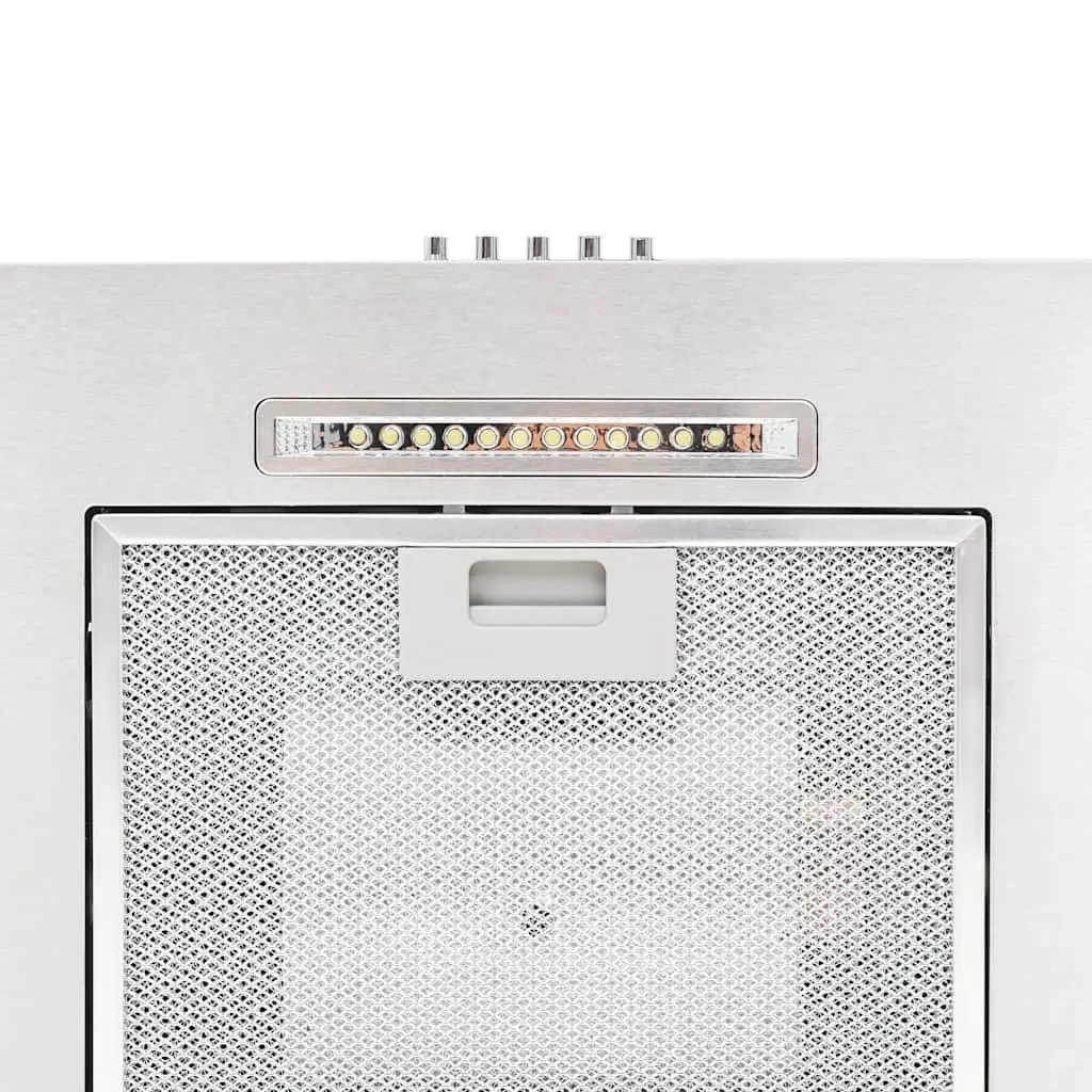 Wall Mounted Range Hood Silver 60cm Curved Glass Stainless Steel LED