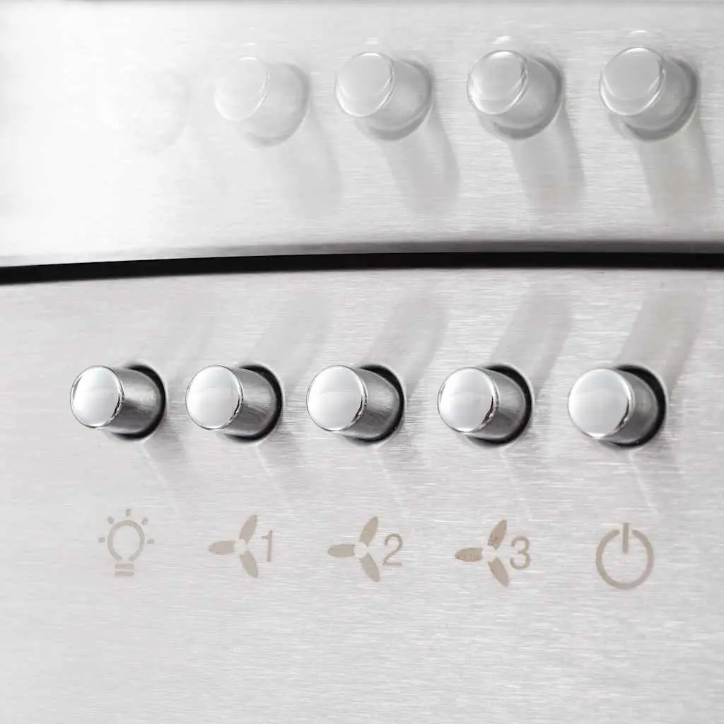 Wall Mounted Range Hood Silver 60cm Curved Glass Stainless Steel LED