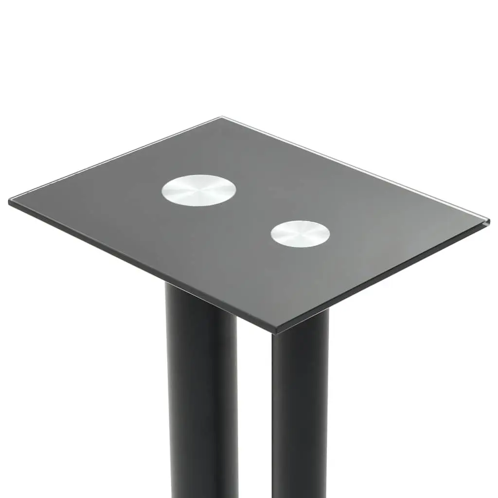 Speaker Stands Black Tempered Glass Pillars Modern Audio Support 2 Piece