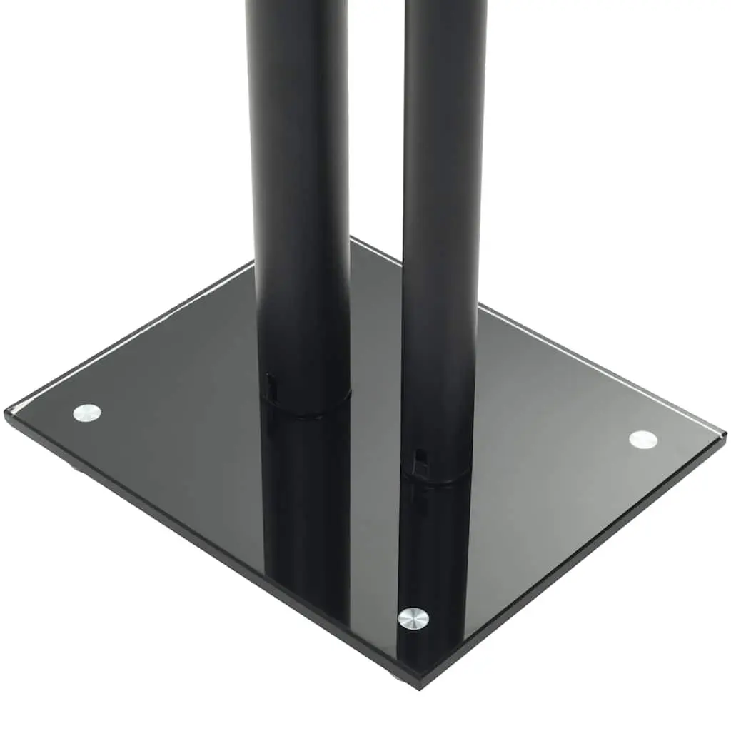 Speaker Stands Black Tempered Glass Pillars Modern Audio Support 2 Piece