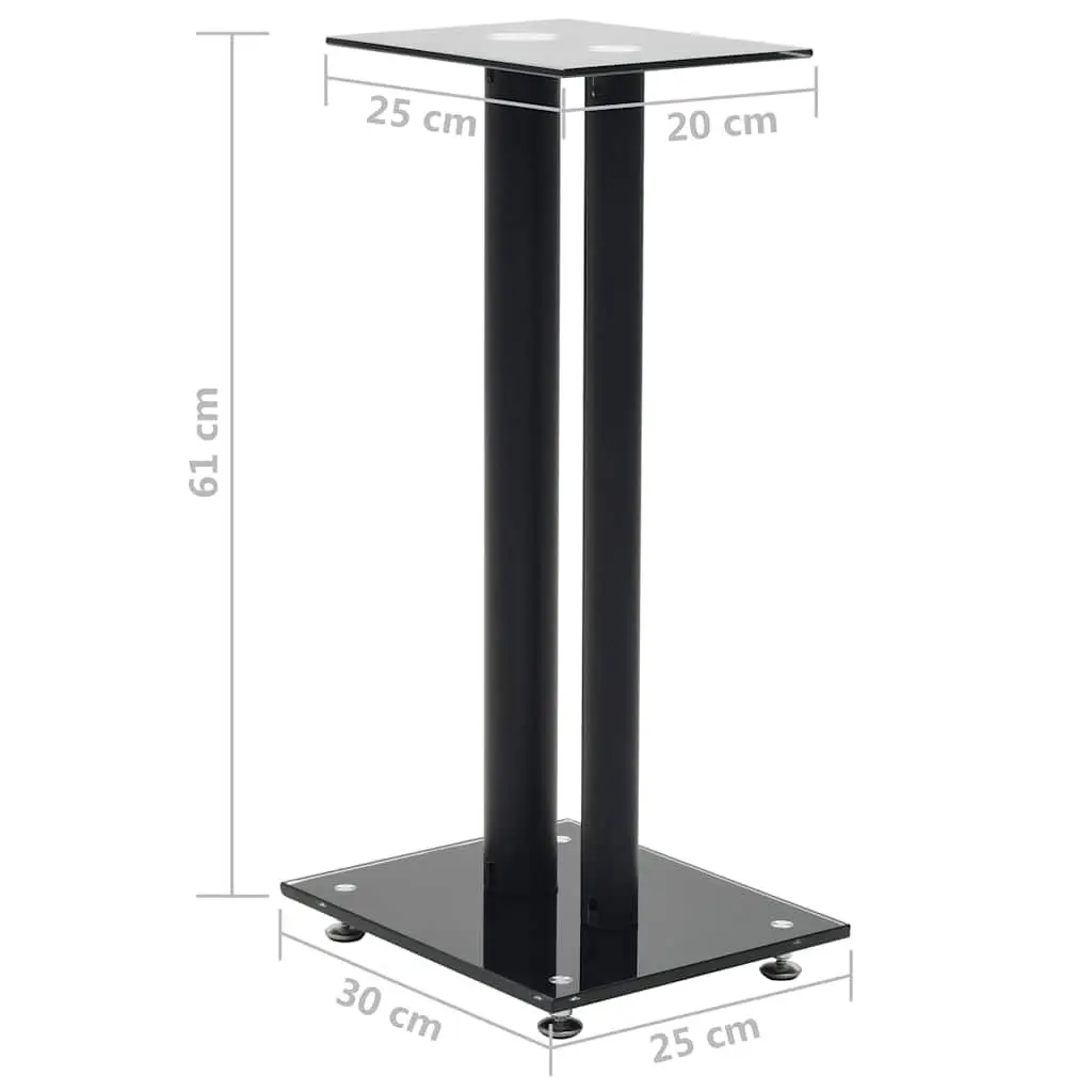 Speaker Stands Black Tempered Glass Pillars Modern Audio Support 2 Piece