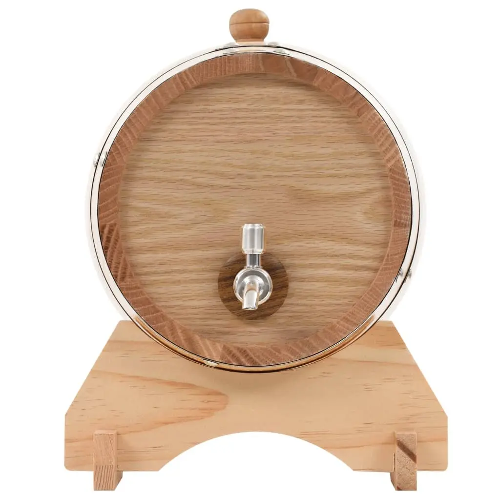 Wine Barrel Silver 6L Solid Oak Wood Antique Style Tap Home Bar Dispenser