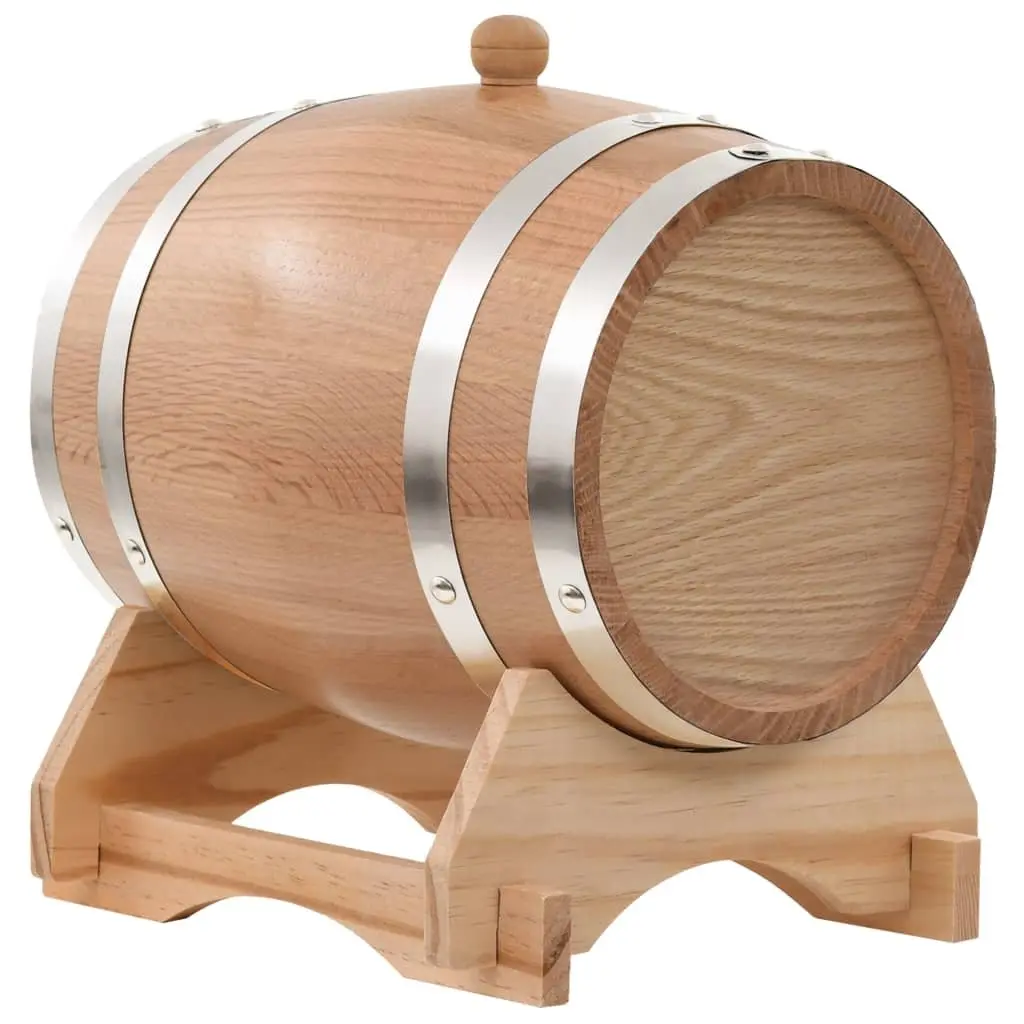 Wine Barrel Silver 6L Solid Oak Wood Antique Style Tap Home Bar Dispenser