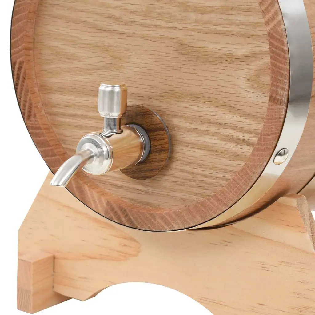 Wine Barrel Silver 6L Solid Oak Wood Antique Style Tap Home Bar Dispenser