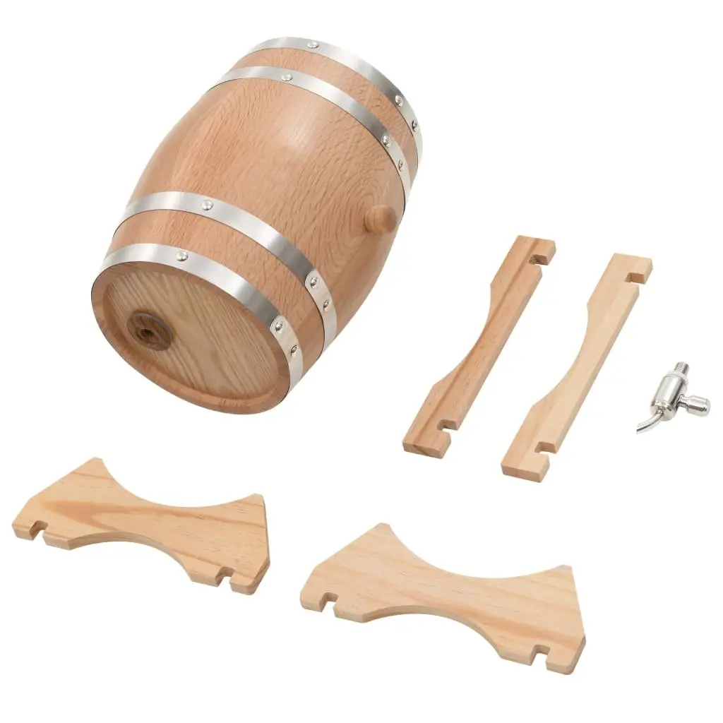 Wine Barrel Silver 6L Solid Oak Wood Antique Style Tap Home Bar Dispenser