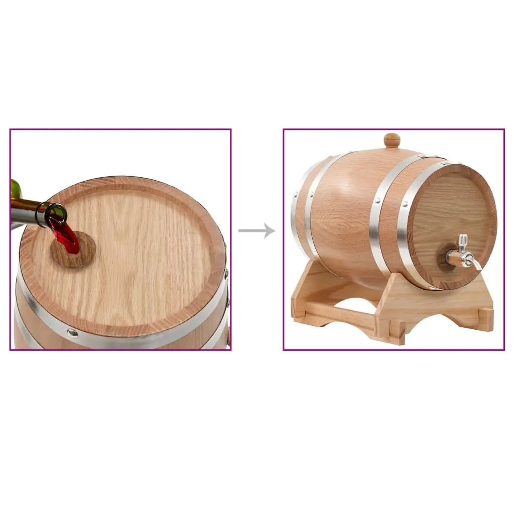 Wine Barrel Silver 6L Solid Oak Wood Antique Style Tap Home Bar Dispenser