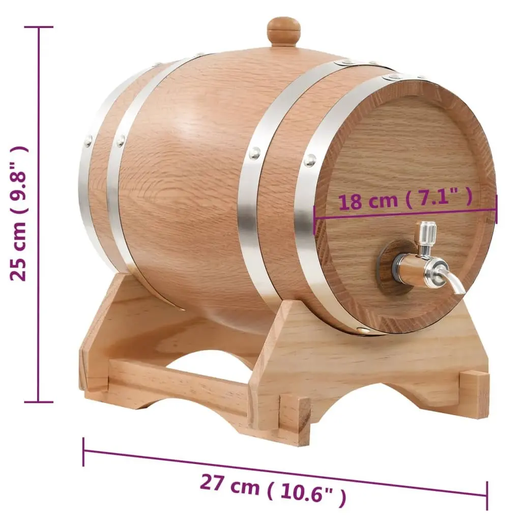 Wine Barrel Silver 6L Solid Oak Wood Antique Style Tap Home Bar Dispenser