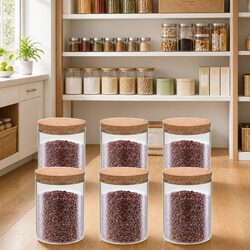 Glass Storage Jars Set of 6 with Cork Lids