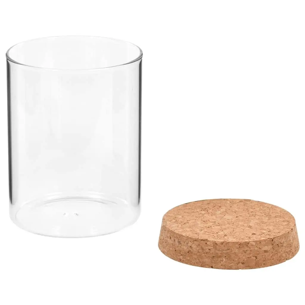Glass Storage Jars Transparent 650ml Set of 6 with Cork Lids for Kitchen Pantry Organization