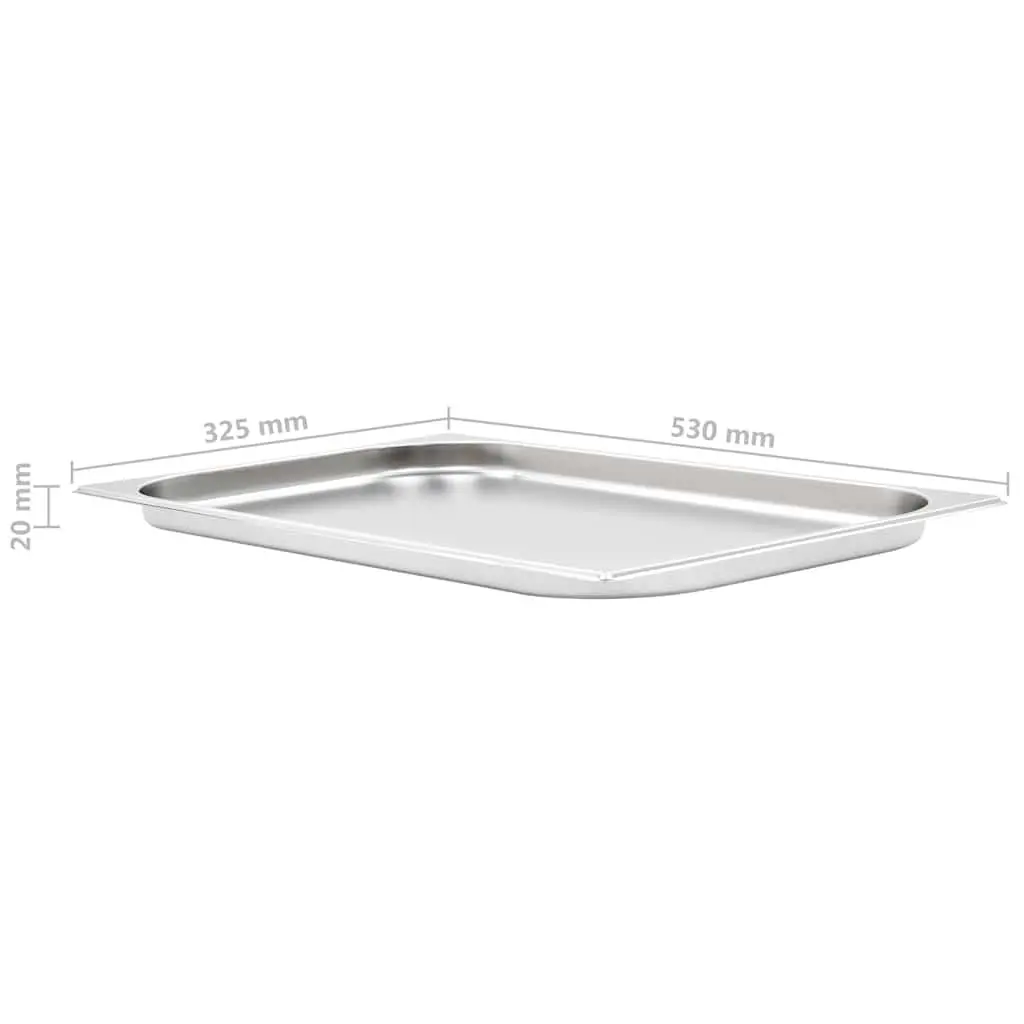 Gastronorm Containers Silver GN 1/1 20 mm Stackable Steam Table Pans