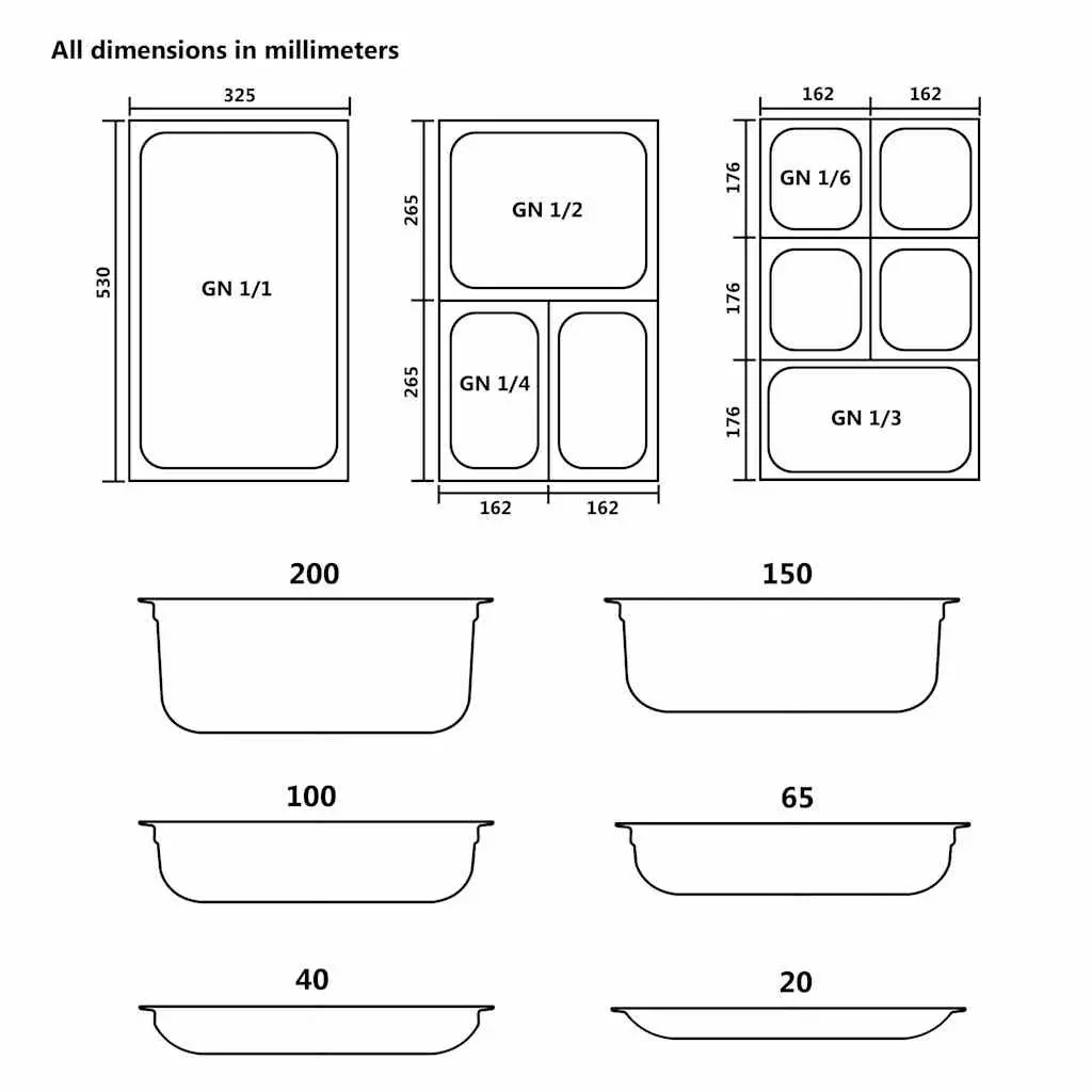 Stackable Gastronorm Containers in 4 pcs Set