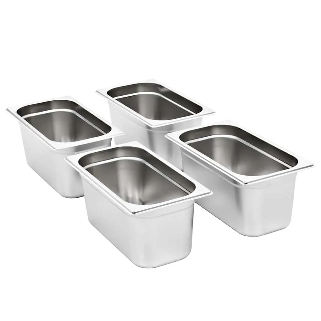 Gastronorm Containers Silver GN 1/3 150 mm Stackable Steam Table Pans Professional Kitchen