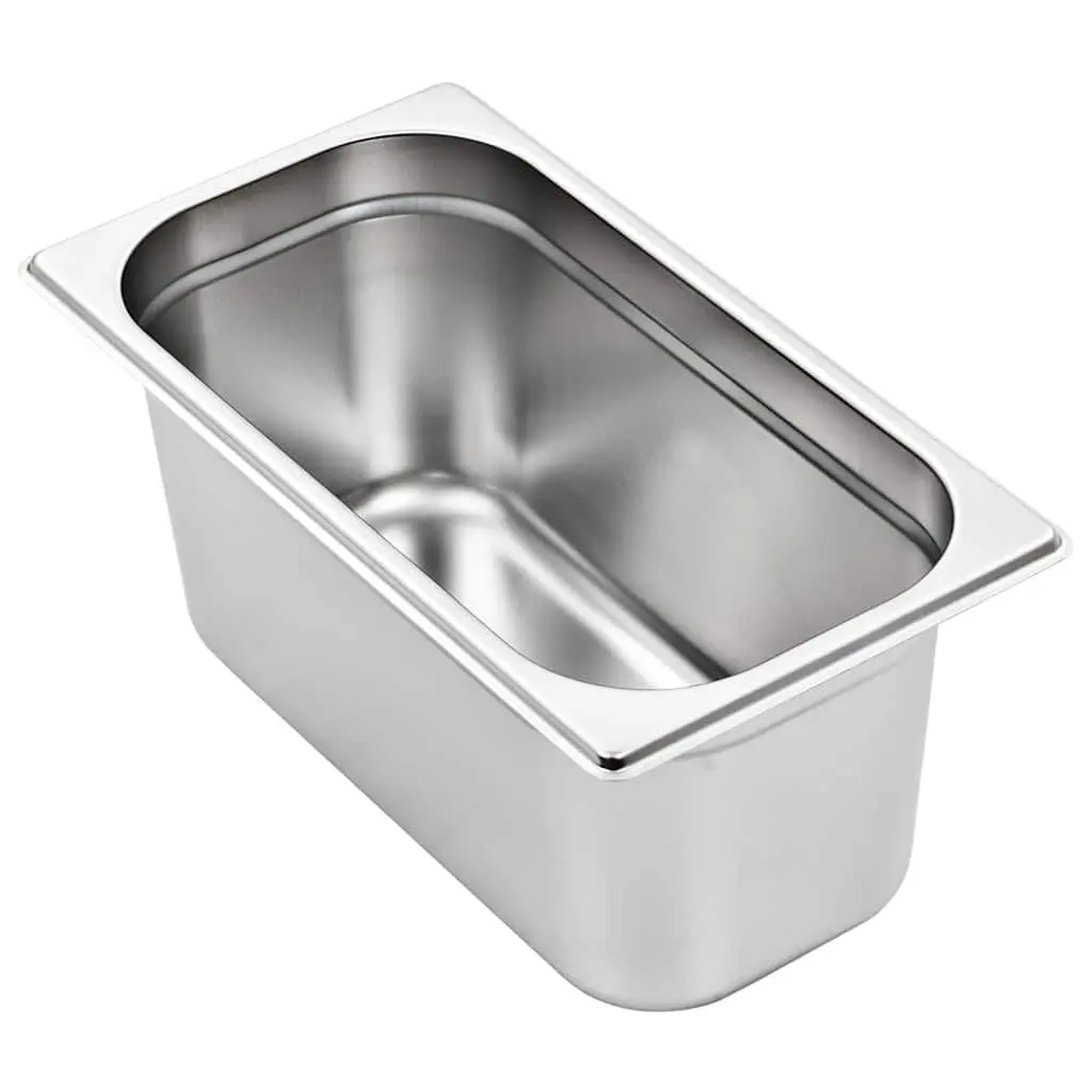 Gastronorm Containers Silver GN 1/3 150 mm Stackable Steam Table Pans Professional Kitchen