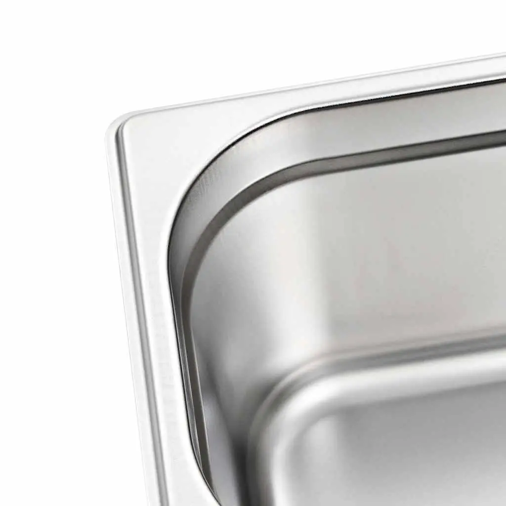 Gastronorm Containers Silver GN 1/3 150 mm Stackable Steam Table Pans Professional Kitchen