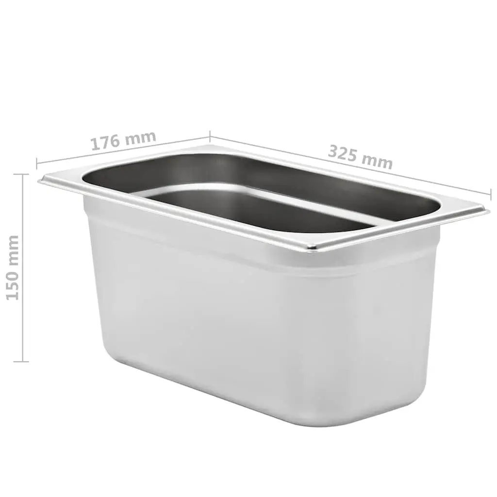 Gastronorm Containers Silver GN 1/3 150 mm Stackable Steam Table Pans Professional Kitchen