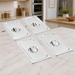GN 1/3 Stainless Steel Pan Lids 4 Pack Steam Table Cover Gastronorm Kitchen