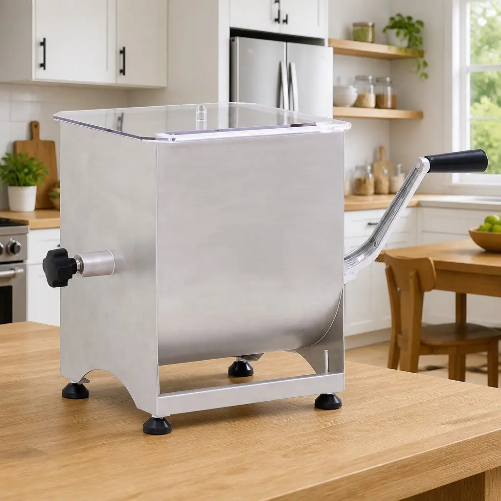 Manual Meat Mixer with Gear Box 44 lb Capacity Stainless Steel Home Professional