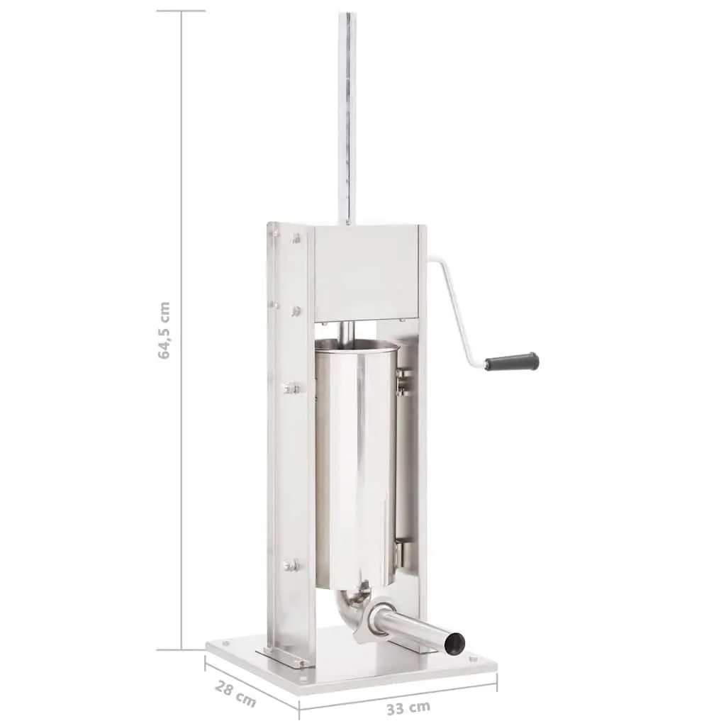 Manual Sausage Stuffer Stainless Steel 5L Hand Crank Tiltable Hopper