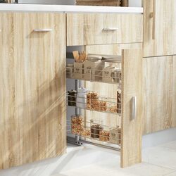 3-Tier Pull-Out Kitchen Wire Basket Storage Organiser Cupboard Rack Silver