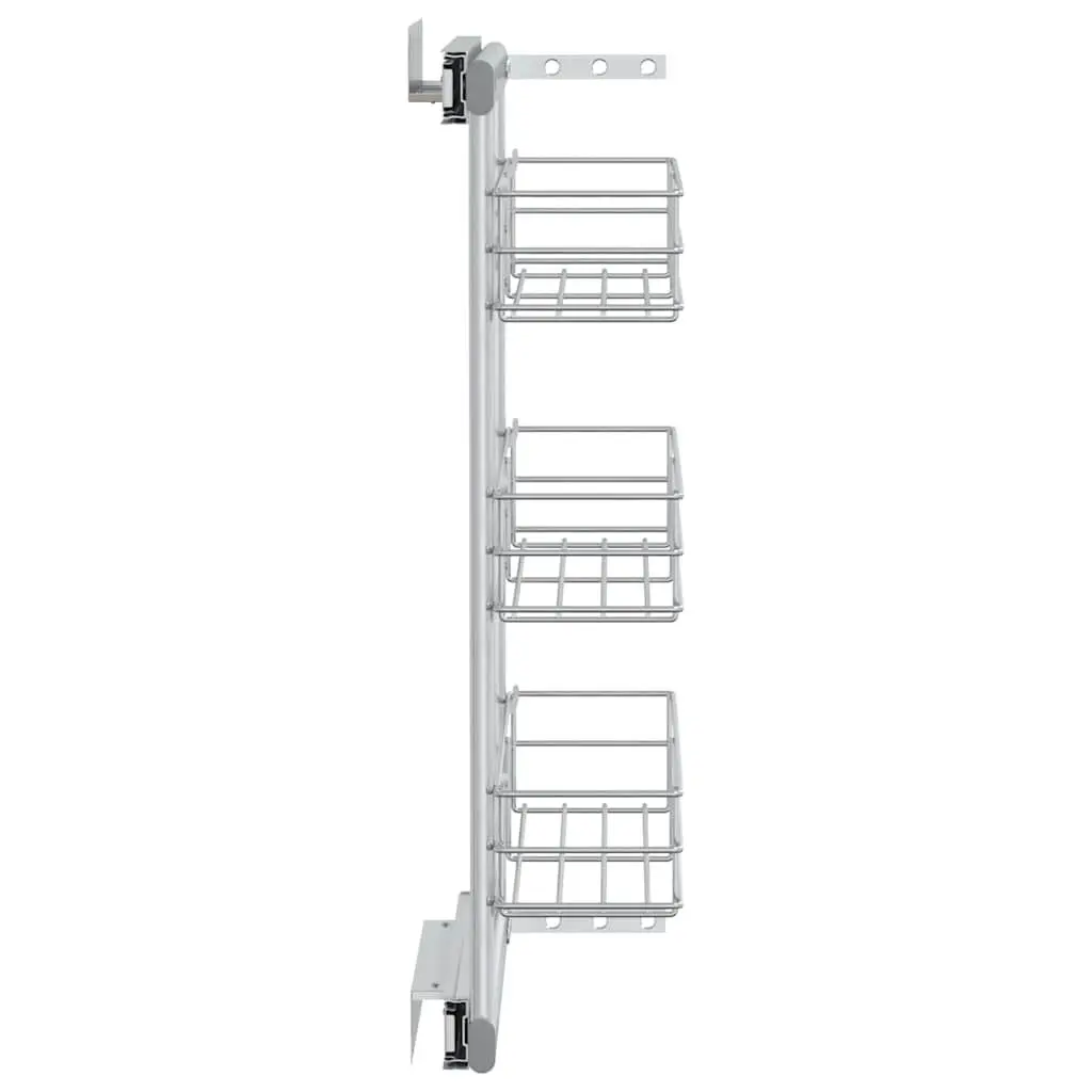 3-Tier Pull-Out Wire Basket Storage Organiser Silver 47 x 15.5 x 55.5 cm Smooth Sliding Runners