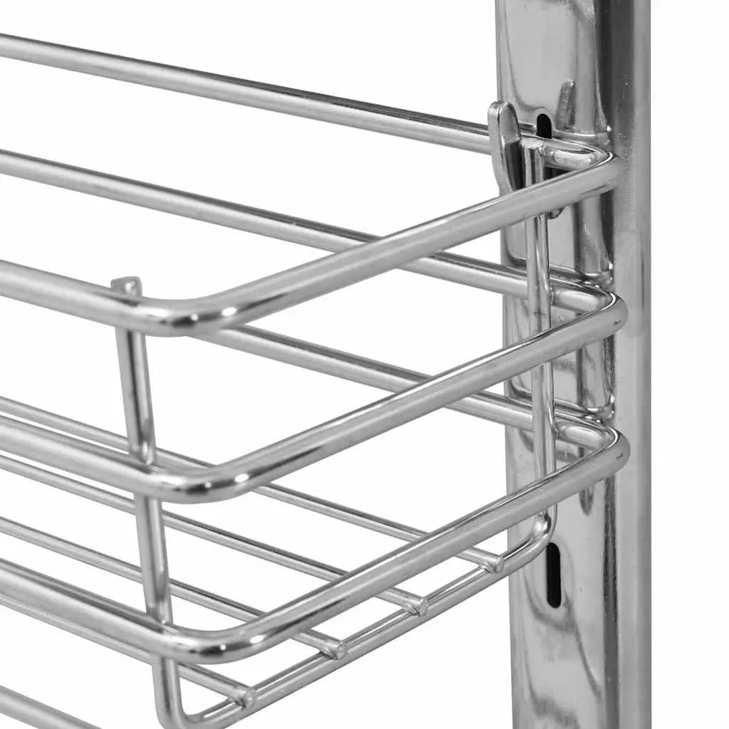 3-Tier Pull-Out Wire Basket Storage Organiser Silver 47 x 15.5 x 55.5 cm Smooth Sliding Runners