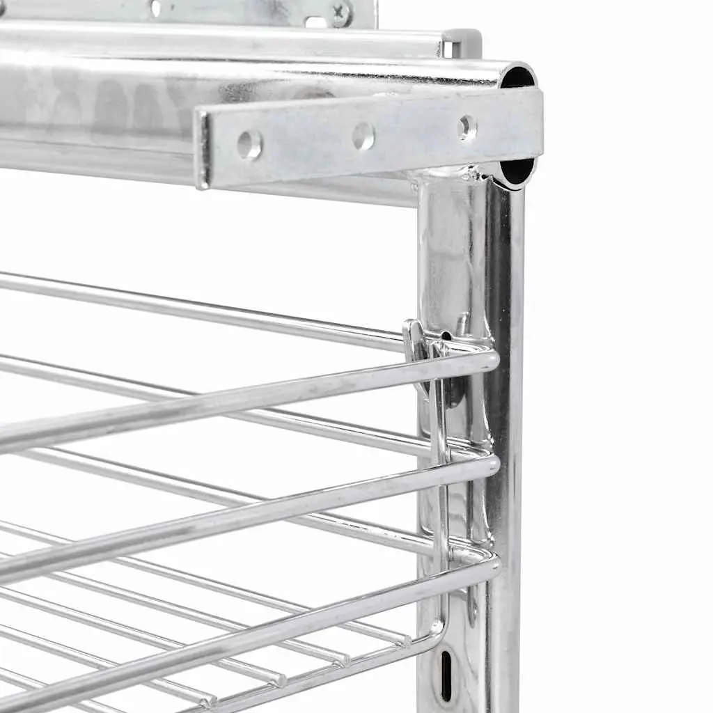 3-Tier Pull-out Kitchen Wire Basket Silver 47 x 35 x 56 cm Smooth Sliding Shelf Storage Organiser