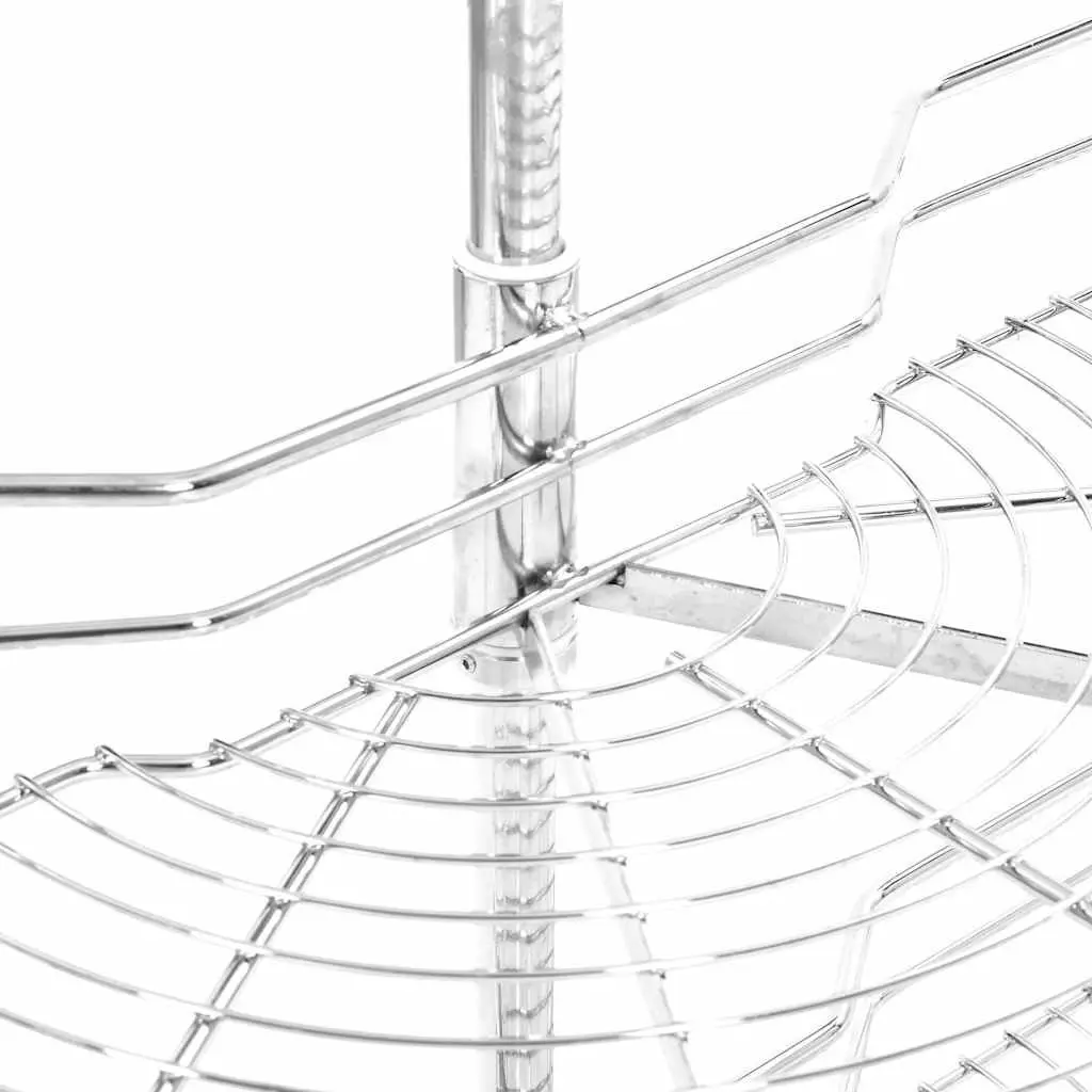 2-Tier Wire Basket Silver Kitchen Cupboard Organiser 180 Degree Rotating Storage Rack