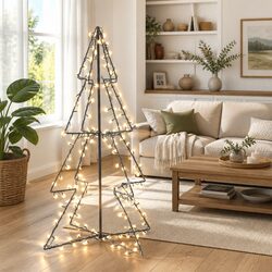 Christmas Cone Tree 160 LEDs White 78x120cm Indoor Outdoor Decoration Light