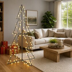Christmas Cone Tree 240 LEDs White 115x150 cm Indoor Outdoor Decoration Light