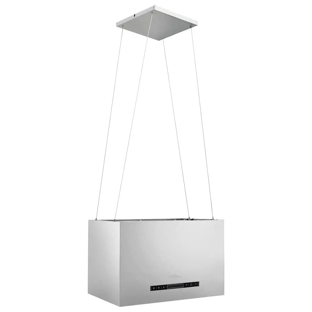 Island Range Hood Silver 55cm Ceiling Mounted Touch LCD 3-Speed Extraction Stainless Steel