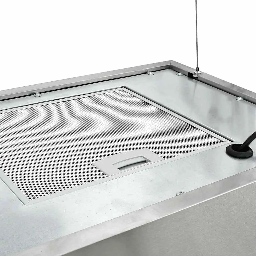 Island Range Hood Silver 55cm Ceiling Mounted Touch LCD 3-Speed Extraction Stainless Steel