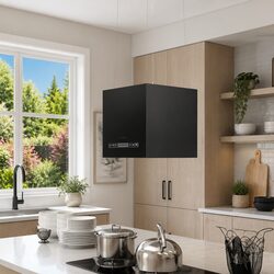 Compact 37cm Black Island Range Hood with Touch Control