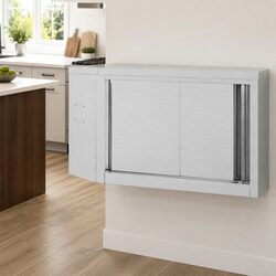Kitchen Wall Cabinet Sliding Doors Stainless Steel Food Storage 90x40x50cm Grey