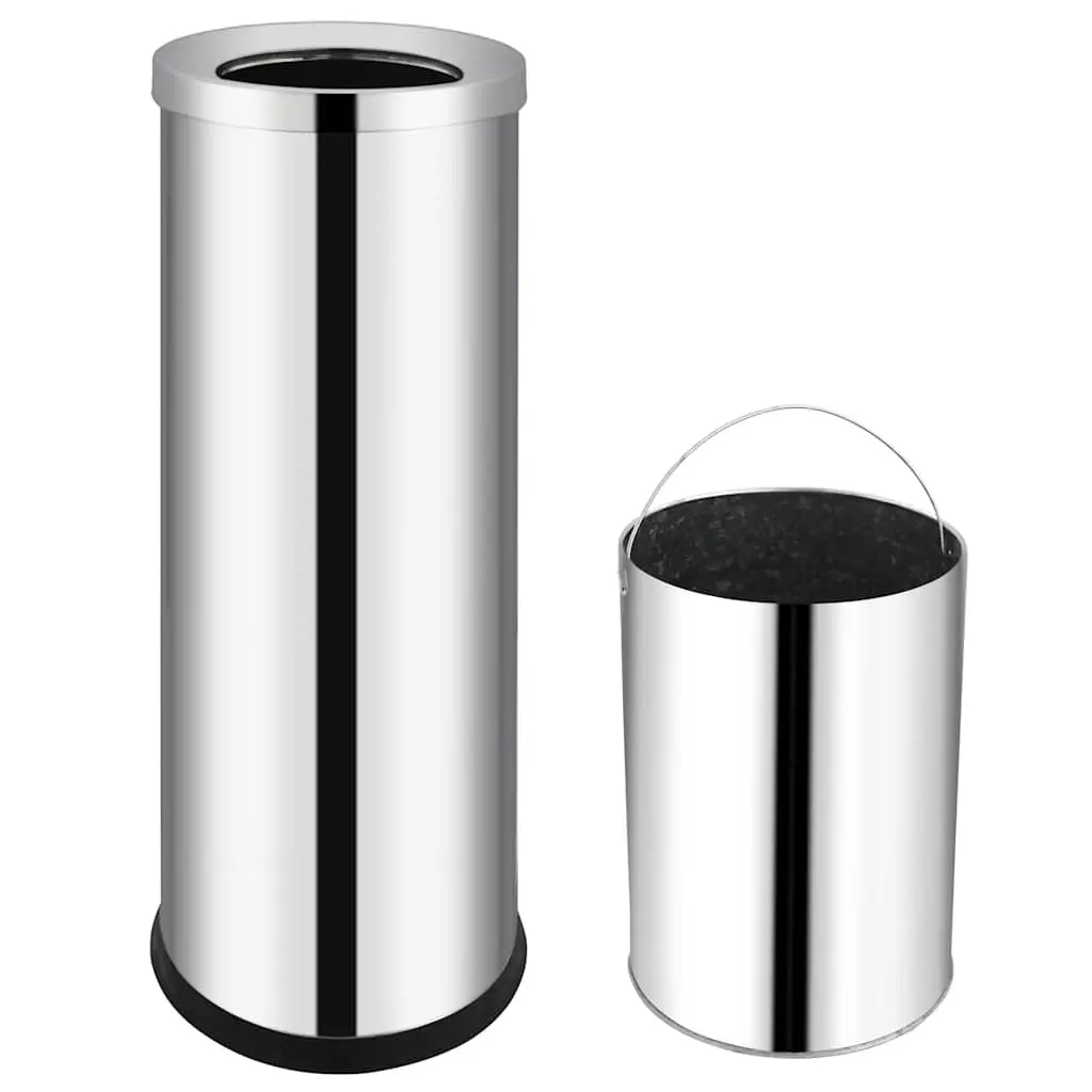 Stainless Steel Waste Bin Silver 32L Wide Opening Removable Inner Barrel