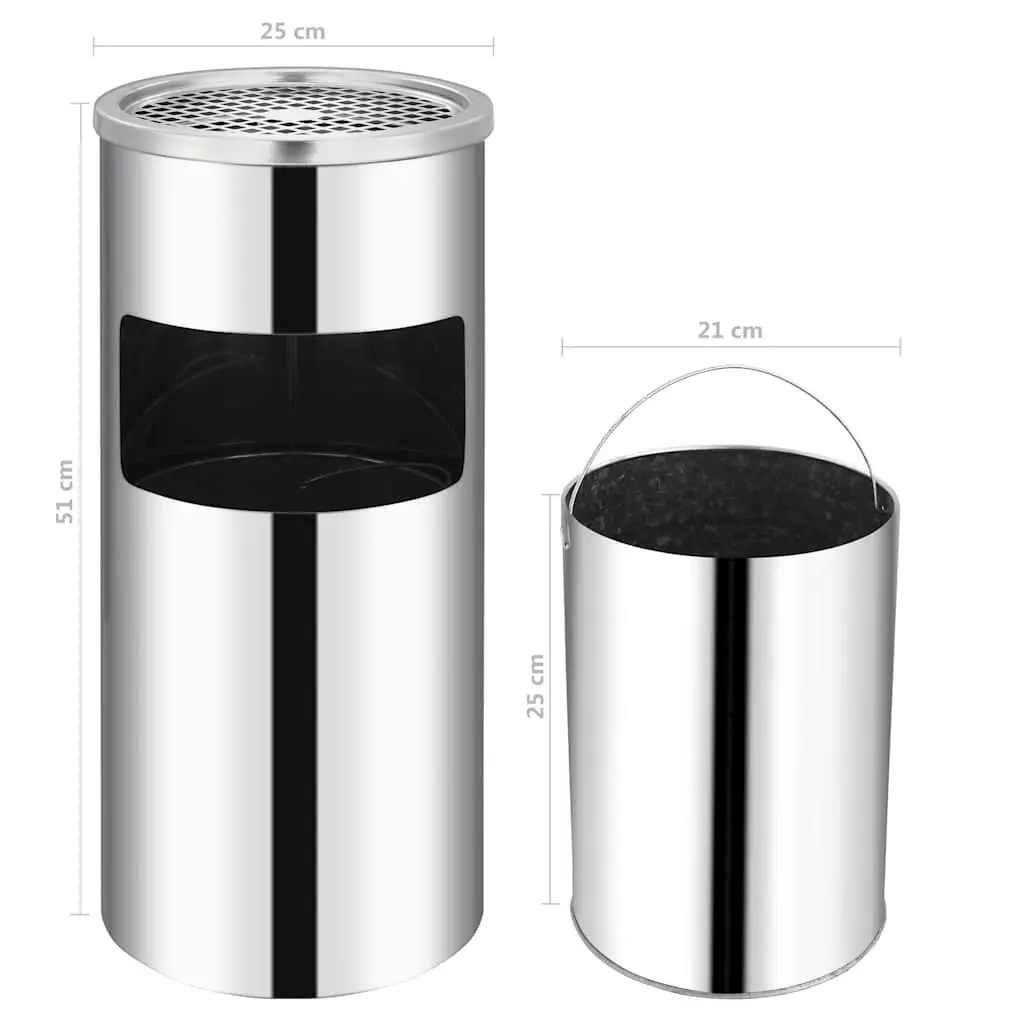 Wall Ashtray Dustbin 26L Stainless Steel Mounted Smoking Accessories