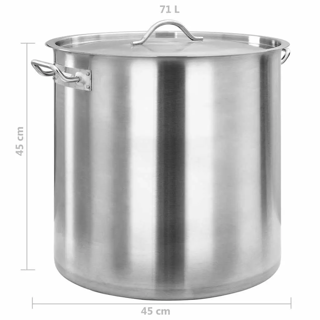 Stock Pot Silver 71 L Stainless Steel Large Capacity Professional Kitchen Cooking Pot