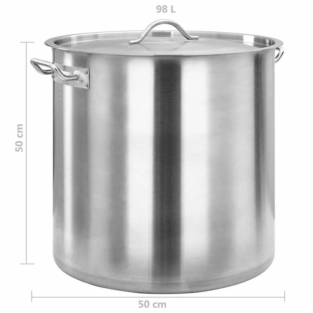 Stock Pot Silver 50x50cm Stainless Steel Large Capacity Professional Kitchen