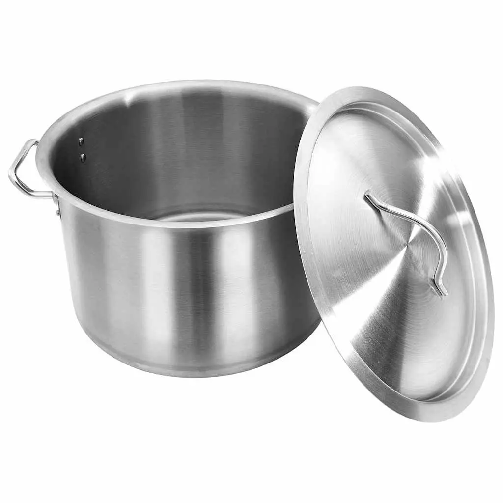 Stock Pot Silver 32L Stainless Steel Large Cooking Catering Soup Stew Pot
